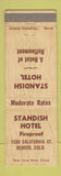 Matchbook Cover - Standish Hotel Denver Colorado