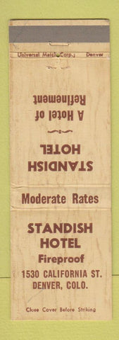 Matchbook Cover - Standish Hotel Denver Colorado