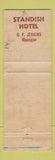 Matchbook Cover - Standish Hotel Denver Colorado