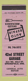 Matchbook Cover - 42nd Street Garage Springfield OR