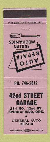Matchbook Cover - 42nd Street Garage Springfield OR