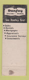 Matchbook Cover - Dunfey Real Estate Insurance Hampton NH
