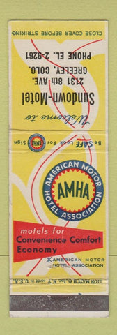Matchbook Cover - Sundown Motel Greeley Colorado