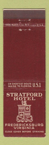 Matchbook Cover - Stratford Hotel Fredericksburg VA