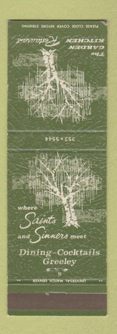 Matchbook Cover - Garden Kitchen Restaurant Greeley Colorado