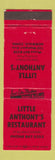 Matchbook Cover - Little Anthony's Restaurant Italian Norwalk CT