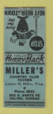 Matchbook Cover - Miller's Country Club Tavern Salina KS BOBTAIL