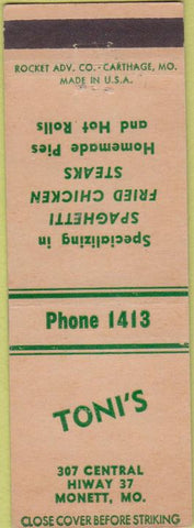 Matchbook Cover - Toni's Monett MO