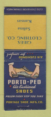 Matchbook Cover - Porto Ped Shoes Gibbs Clothing Salina KS BOBTAIL