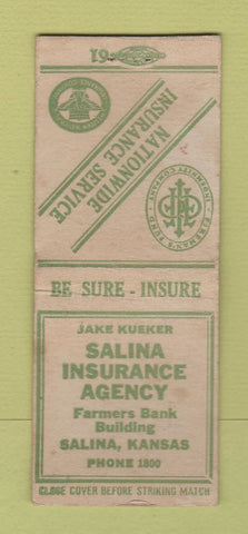 Matchbook Cover - Jake Kueker Salina Insurance Salina KS BOBTAIL