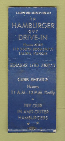 Matchbook Cover - Hamburger Drive In Salina KS BOBTAIL