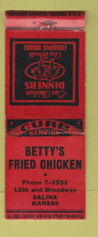 Matchbook Cover - Betty's Fried Chicken Salina KS BOBTAIL