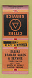 Matchbook Cover - Cities oil gas Salina Trailer Sales Salina KS BOBTAIL