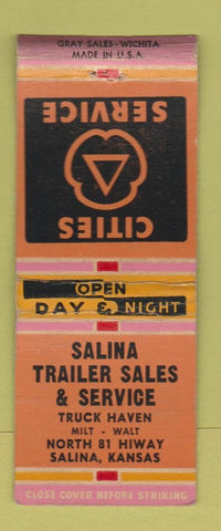 Matchbook Cover - Cities oil gas Salina Trailer Sales Salina KS BOBTAIL