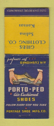 Matchbook Cover - Porto Ped Shoes Gibbs Clothing Salina KS BOBTAIL