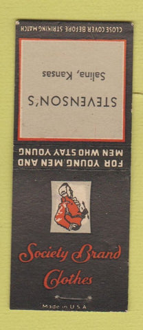 Matchbook Cover - Society Brand Men's Clothes Stevenson's  Salina KS BOBTAIL