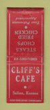 Matchbook Cover - Cliff's Cafe  Salina KS BOBTAIL