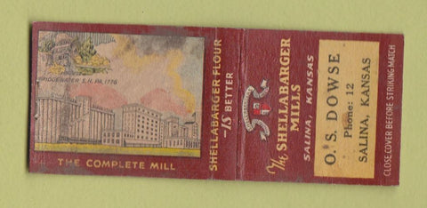 Matchbook Cover - Shellabarger Mills Flour OS Dowse Salina KS BOBTAIL WEAR