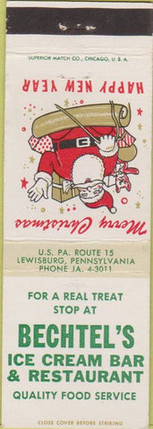 Matchbook Cover - Cechtel's Ice Cream Bar Lewisburg PA