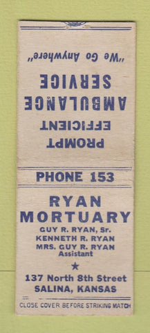 Matchbook Cover - Ryan Mortuary Salina KS BOBTAIL