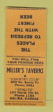 Matchbook Cover - Miller's Taverns Country Club Salina KS BOBTAIL