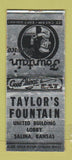 Matchbook Cover - Taylor's Fountain  Salina KS BOBTAIL