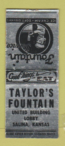 Matchbook Cover - Taylor's Fountain  Salina KS BOBTAIL