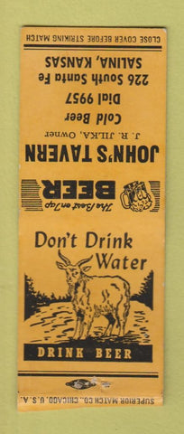 Matchbook Cover - John's Tavern Salina KS BOBTAIL