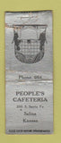 Matchbook Cover - People's Cafeteria Salina KS BOBTAIL WORN