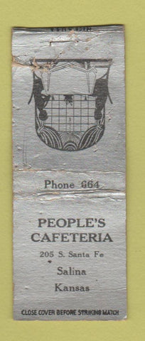 Matchbook Cover - People's Cafeteria Salina KS BOBTAIL WORN