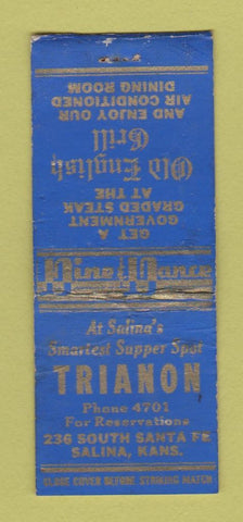 Matchbook Cover - Trianon Restaurant Salina KS BOBTAIL