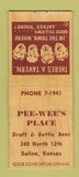 Matchbook Cover - Pee Wee's Place Salina KS BOBTAIL