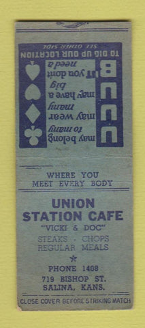 Matchbook Cover - Union Station Cafe Salina KS BOBTAIL