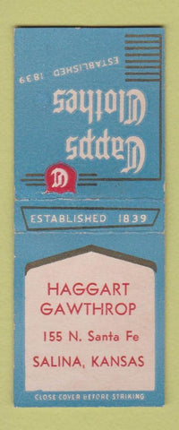 Matchbook Cover - Capps Men's Clothes Haggart Gawthrop Salina KS BOBTAIL