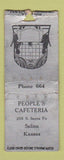 Matchbook Cover - People's Cafeteria Salina KS BOBTAIL WORN