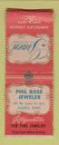 Matchbook Cover - Gruen Watches Phil Rose Jewelry Salina KS BOBTAIL