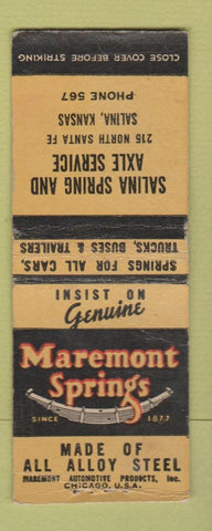 Matchbook Cover - Maremont Springs  Salina KS BOBTAIL