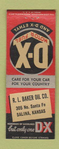 Matchbook Cover - DX oil gas RL Baker Salina KS BOBTAIL