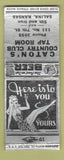 Matchbook Cover - Caton's Country Club Tap Room girlie Salina KS BOBTAIL