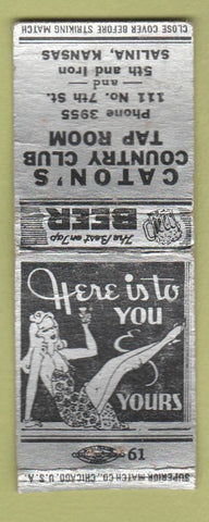 Matchbook Cover - Caton's Country Club Tap Room girlie Salina KS BOBTAIL