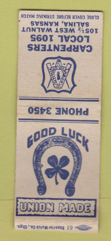 Matchbook Cover - Carpenters Union Local 1095 Salina KS BOBTAIL