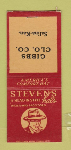 Matchbook Cover - Steven's Hats Gibbs Clothing Salina KS BOBTAIL