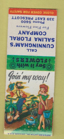 Matchbook Cover - Cunningham's Floral Flowers hillbilly Salina KS BOBTAIL