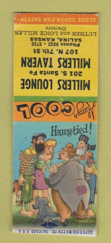 Matchbook Cover - Millers Lounge Tavern hillbilly Salina KS BOBTAIL