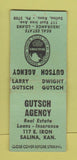 Matchbook Cover - Gutsch Real Estate Insurance Salina KS BOBTAIL