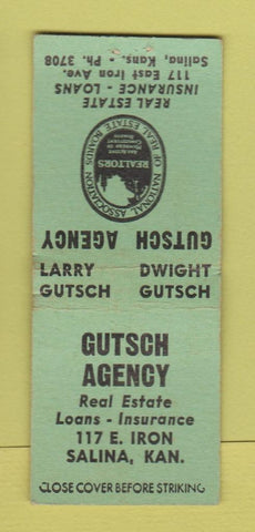 Matchbook Cover - Gutsch Real Estate Insurance Salina KS BOBTAIL