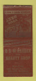 Matchbook Cover - B&W Barber Beauty Shop Salina KS BOBTAIL
