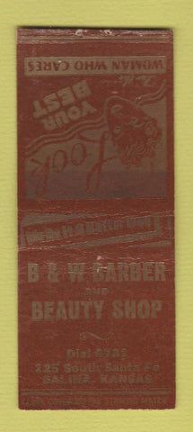 Matchbook Cover - B&W Barber Beauty Shop Salina KS BOBTAIL