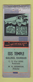 Matchbook Cover - Isis Temple WR Leighton Salina KS BOBTAIL
