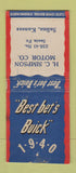 Matchbook Cover - 1940 Buick HC Simpson Salina KS BOBTAIL